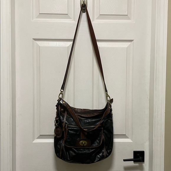 Fossil |Heritage |"Long Live Vintage"|Two-Tone | Leather |Crossbody/Shoulder Bag - Picture 2 of 16